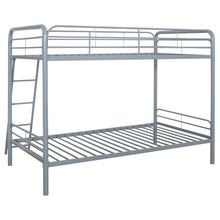 Load image into Gallery viewer, Coaster Carson Twin-Over-Twin Steel Bunk Bed with Angled Ladder Glossy Silver