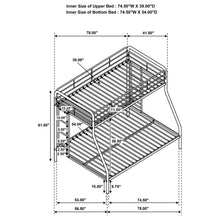Load image into Gallery viewer, Coaster Carson Twin-Over-Full Steel Bunk Bed with Dual Ladders Glossy Silver