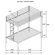 Load image into Gallery viewer, Coaster Alevera Twin-Over-Twin Steel Bunk Bed with Ladder Matte Black