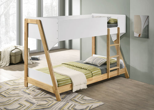COASTER TWIN/TWIN BUNK BED (WHITE/NATURAL)