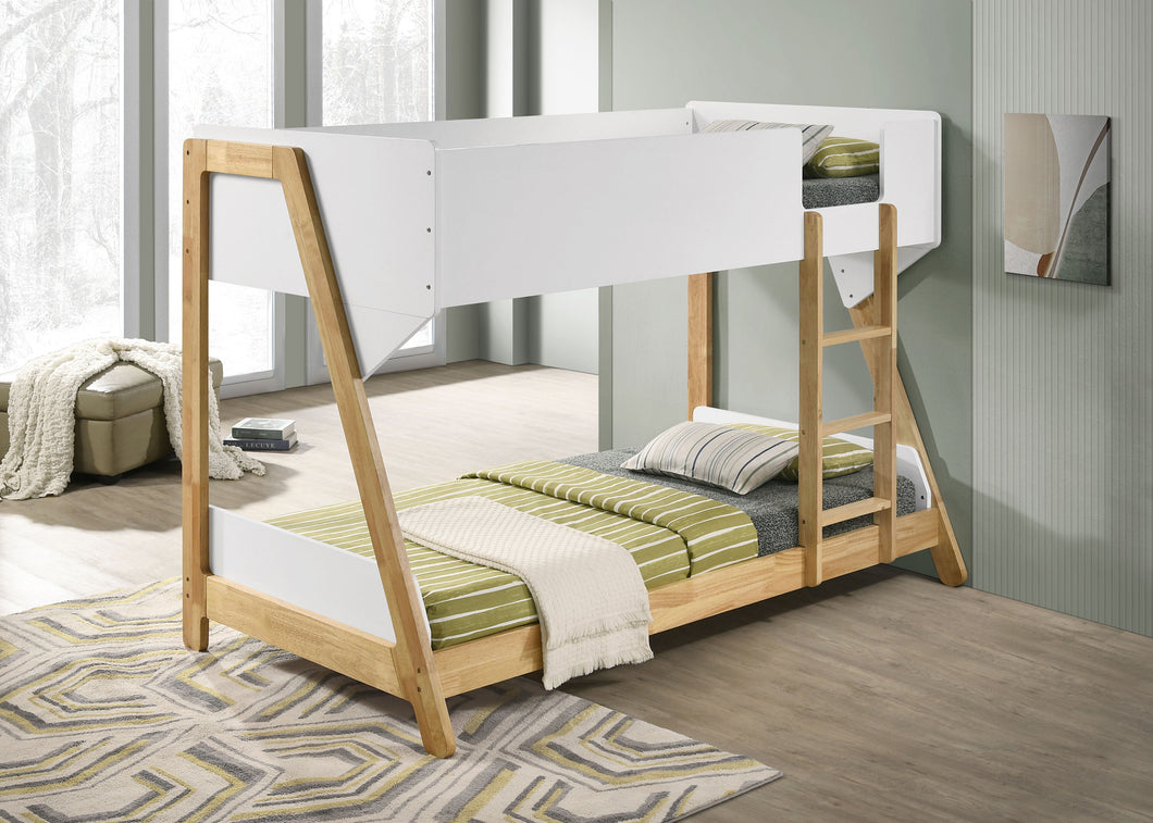 COASTER TWIN/TWIN BUNK BED (WHITE/NATURAL)