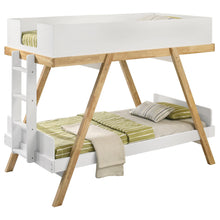 Load image into Gallery viewer, Coaster Frankie Twin Over Twin Bunk Bed with 7-inch Mattresses White