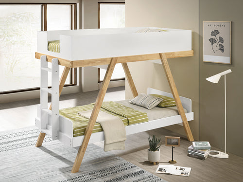 COASTER TWIN/TWIN BUNK BED (WHITE/NATURAL)
