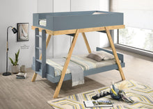 Load image into Gallery viewer, Coaster Frankie Wood Twin Over Twin Bunk Bed Blue and Natural