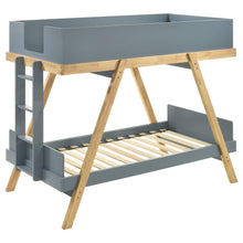 Load image into Gallery viewer, Coaster Frankie Wood Twin Over Twin Bunk Bed Blue and Natural