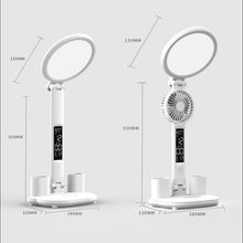 Load image into Gallery viewer, LED Clock Table Lamp USB Chargeable Dimmable Desk Lamp Plug-in LED Fan Light Foldable Eye Protection Reading Night Light