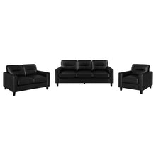 Load image into Gallery viewer, Coaster Scotland 3-piece Faux Leather Upholstered Sofa Set Black