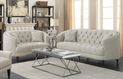 Coaster Avonlea Trim Grey Upholstered Sofa Set (2 PC)