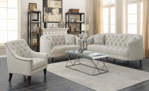 Coaster Avonlea Trim Grey Upholstered Sofa Set (3 PC)