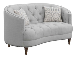 Coaster Avonlea Sloped Arm Trim Grey Upholstered Loveseat