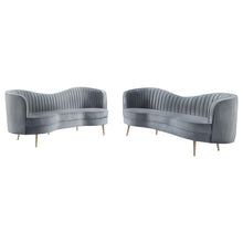 Load image into Gallery viewer, Coaster Sophia 2-piece Upholstered Channel Tufted Sofa Set Grey
