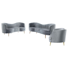 Load image into Gallery viewer, Coaster Sophia 3-piece Upholstered Channel Tufted Sofa Set Grey
