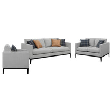 Load image into Gallery viewer, Coaster Apperson 3-piece Upholstered Track Arm Sofa Set Light Grey