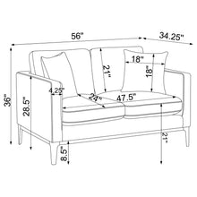 Load image into Gallery viewer, Coaster Apperson 3-piece Upholstered Track Arm Sofa Set Light Grey
