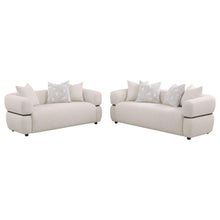 Load image into Gallery viewer, Coaster Jeanette 2-piece Fabric Upholstered Round Arm Sofa Set Beige