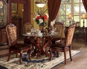 Acme Dresden Cherry Oak & Clear Glass Dining Table