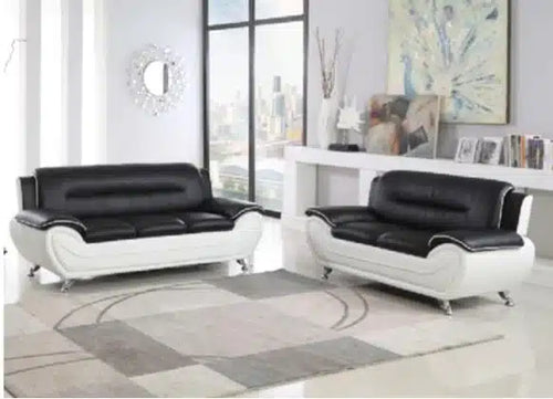 6001 Black White Sofa Set (2 PC)