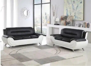 6001 Black White Sofa Set (2 PC)