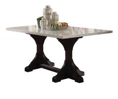 Acme Gerardo White Natural Marble Top & Weathered Espresso Dining Table