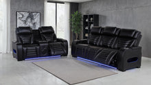 Load image into Gallery viewer, Coaster Zuma 2-Piece Dual Power Reclining Sofa Set with Bluetooth Black