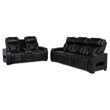 Load image into Gallery viewer, Coaster Zuma 2-piece Faux Leather Dual Power LED Sofa Set Black