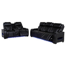 Load image into Gallery viewer, Coaster Zuma 2-Piece Dual Power Reclining Sofa Set with Bluetooth Black