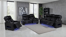 Load image into Gallery viewer, Coaster Zuma 3-Piece Dual Power Reclining Sofa Set with Bluetooth Black