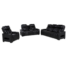 Load image into Gallery viewer, Coaster Zuma 3-Piece Dual Power Reclining Sofa Set with Bluetooth Black