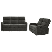 Load image into Gallery viewer, Coaster Hamilton 2-piece Chenille Manual Reclining Sofa Set Charcoal Grey