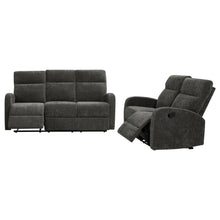 Load image into Gallery viewer, Coaster Hamilton 2-piece Chenille Manual Reclining Sofa Set Charcoal Grey