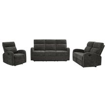 Load image into Gallery viewer, Coaster Hamilton 3-piece Chenille Manual Reclining Sofa Set Charcoal Grey