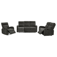 Load image into Gallery viewer, Coaster Hamilton 3-piece Chenille Manual Reclining Sofa Set Charcoal Grey