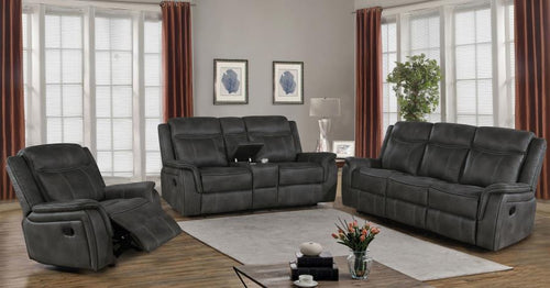 Coaster Lawrence 3-piece Upholstered Reclining Sofa Set Charcoal