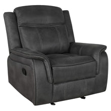 Load image into Gallery viewer, Coaster Lawrence Upholstered Padded Arm Glider Recliner Charcoal