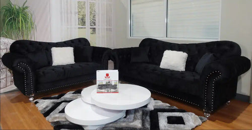 6057 Black Sofa Set