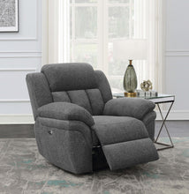 Load image into Gallery viewer, Coaster Bahrain Upholstered Power Glider Recliner Charcoal