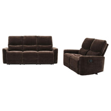 Load image into Gallery viewer, Coaster Navarro 2-piece Upholstered Reclining Sofa Set Dark Brown