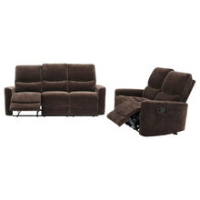 Load image into Gallery viewer, Coaster Navarro 2-piece Upholstered Reclining Sofa Set Dark Brown