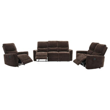 Load image into Gallery viewer, Coaster Navarro 3-piece Upholstered Reclining Sofa Set Dark Brown