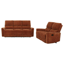 Load image into Gallery viewer, Coaster Navarro 2-piece Upholstered Reclining Sofa Set Burnt Orange