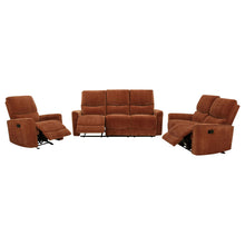 Load image into Gallery viewer, Coaster Navarro 3-piece Upholstered Reclining Sofa Set Burnt Orange