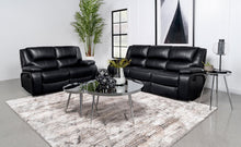 Load image into Gallery viewer, Coaster Camila 2-piece Upholstered Reclining Sofa Set Black
