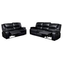 Load image into Gallery viewer, Coaster Camila 2-piece Upholstered Reclining Sofa Set Black
