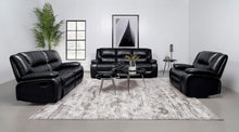Load image into Gallery viewer, Coaster Camila 3-piece Upholstered Reclining Sofa Set Black