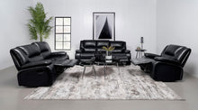 Load image into Gallery viewer, Coaster Camila 3-piece Upholstered Reclining Sofa Set Black
