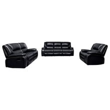 Load image into Gallery viewer, Coaster Camila 3-piece Upholstered Reclining Sofa Set Black