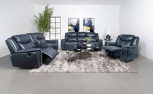 Load image into Gallery viewer, Coaster Sloane 3-piece Upholstered Reclining Sofa Set Blue