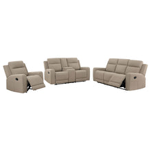 Load image into Gallery viewer, Coaster Brentwood 3-piece Upholstered Reclining Sofa Set Taupe