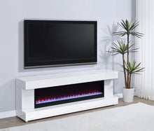 Load image into Gallery viewer, Coaster Mallory TV Stand Fireplace Console Bluetooth Speaker White High Gloss
