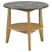 Load image into Gallery viewer, Coaster Bradley Round SmartTop End Side Table Grey and Natural